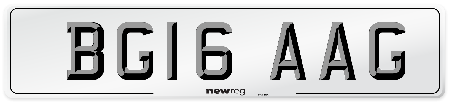 BG16 AAG Number Plate from New Reg